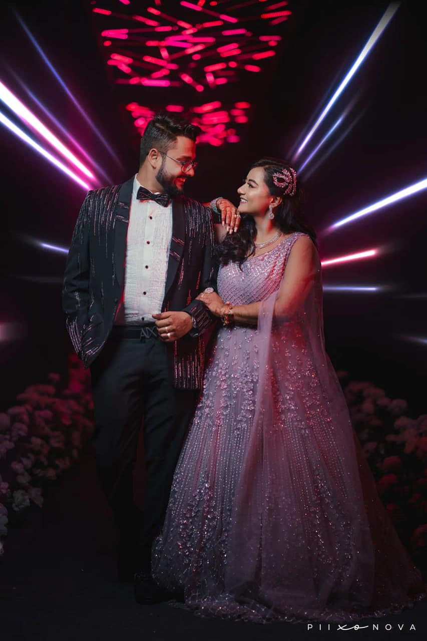 Akash & Divyaa wedding photograph: couple in formal wedding attire, intimate moment, wedding day portrait, Kolkata